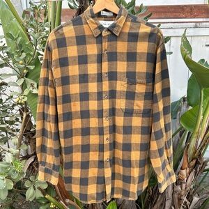 Vintage 2000s Anchor Blue Plaid Flannel Shirt Brown Black Cotton Size M
